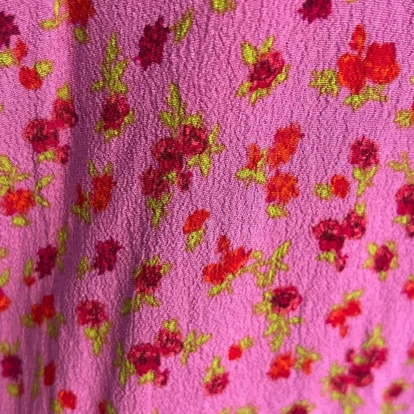 Floral Rose Pink Mini Dress Bow Detail Strawberry Shortcake Summer - Picture 7 of 7
